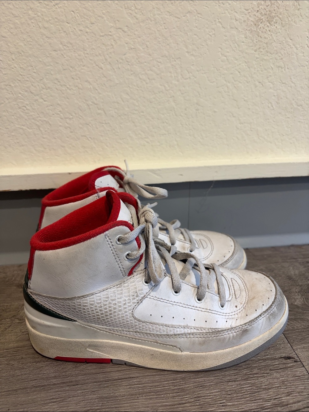 Jordan Kids White and Red Mid-Top Sneakers - Picture 3 of 6